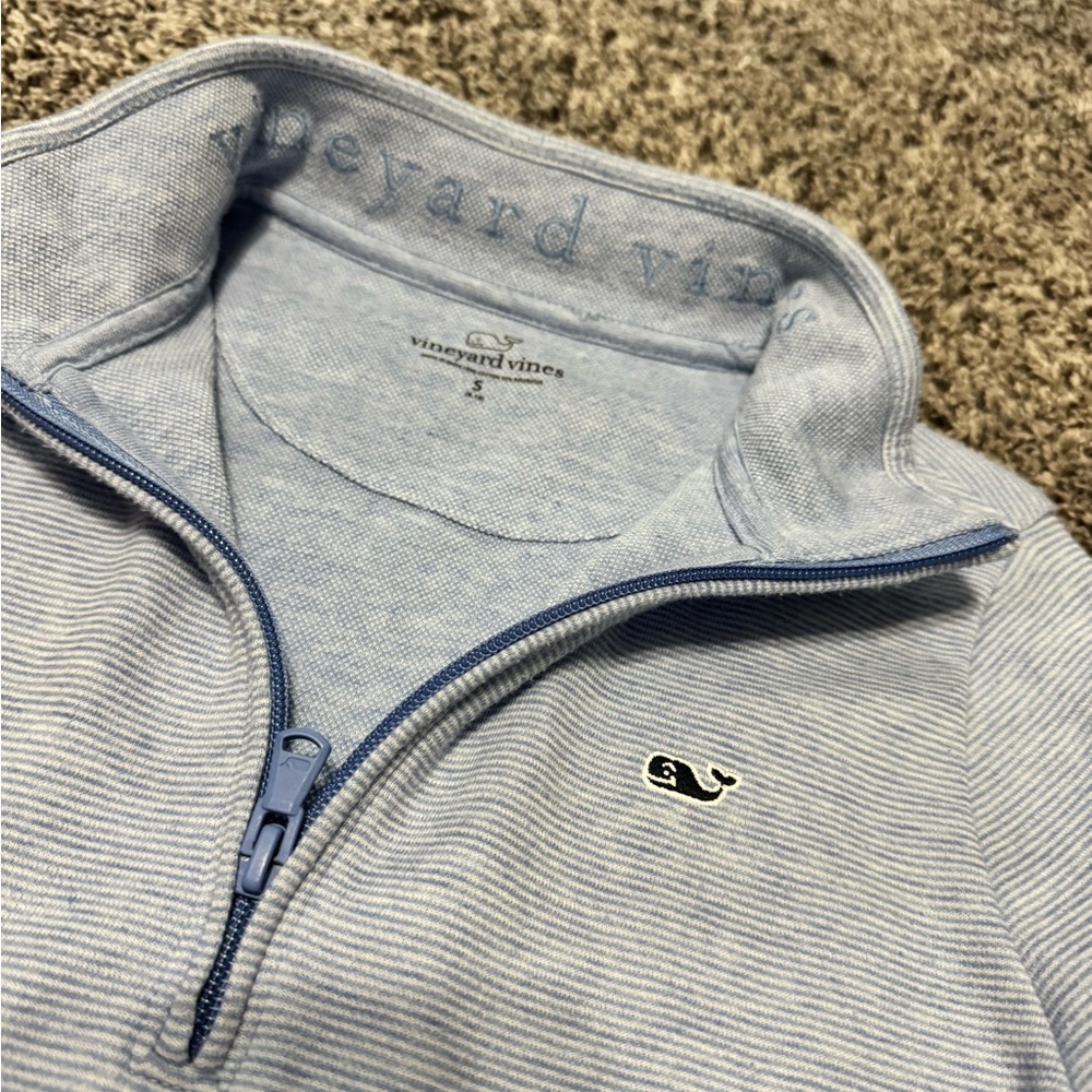 Vineyard Vines Blue Zip Up Sweater with Embroidered Logo